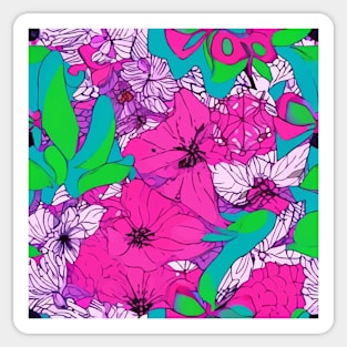 Large scale, colorful retro abstractflorals Sticker